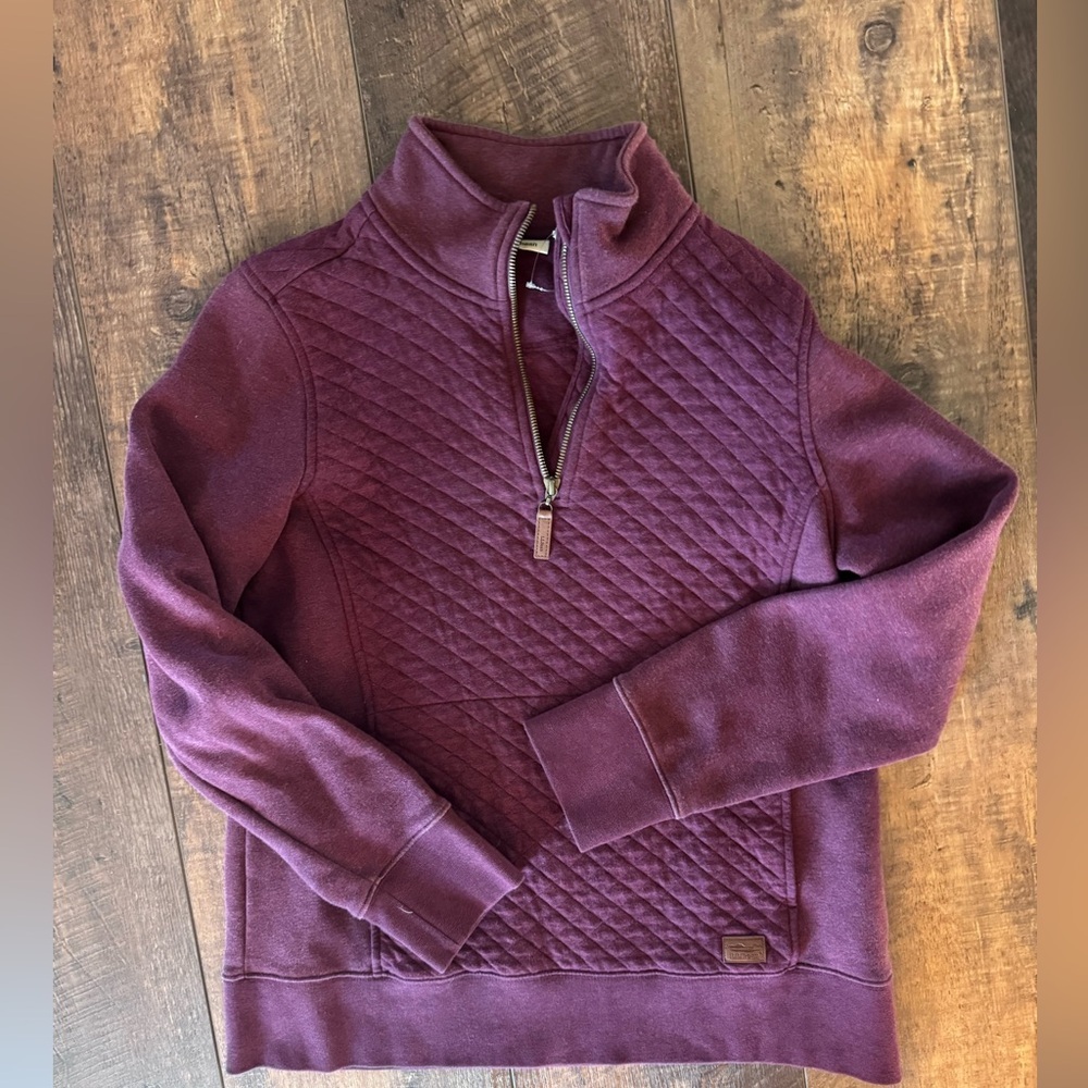 L.L.Bean Quilted Half Zip Pullover Sweatshirt Burgundy Women’s Medium Cozy